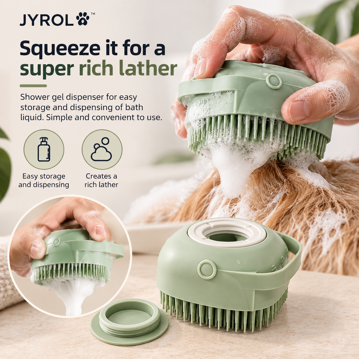 JYROL™ Silicone Pet Bath Brush
